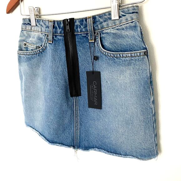 NWT Carmar Colin Half Zip Denim Mini Skirt Cotton Jean Womens  Sz 25 - Picture 10 of 11